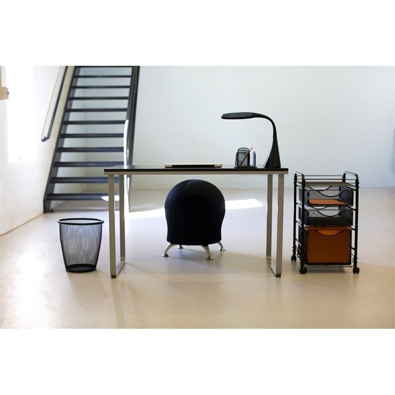 Pemberly Row Mid-Century Metal Workstation with U-Shaped Legs in Maple