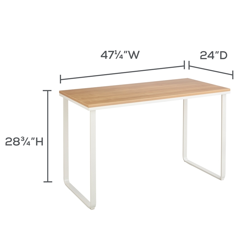 Pemberly Row Mid-Century Metal Workstation with U-Shaped Legs in Maple