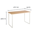 Pemberly Row Mid-Century Metal Workstation with U-Shaped Legs in Maple