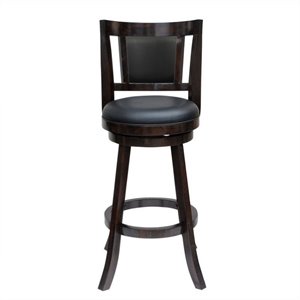 Pemberly Row 30.75&quot Contemporary Wood Swivel Bar Stool in Black/Cappuccino