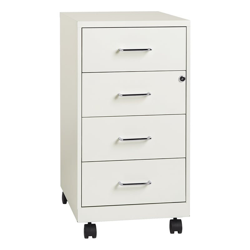 Pemberly Row 4-Drawer Modern Metal File Cabinet in Pearl White