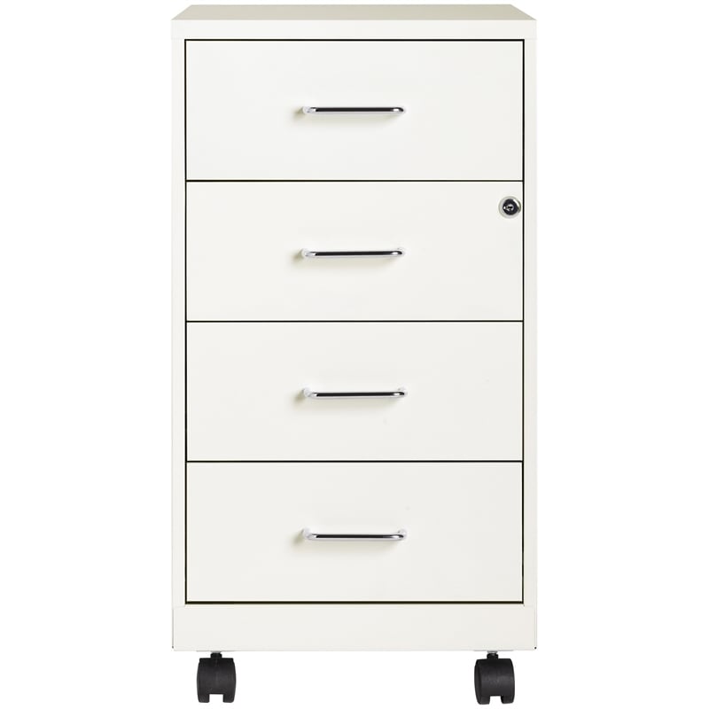 Pemberly Row 4-Drawer Modern Metal File Cabinet in Pearl White