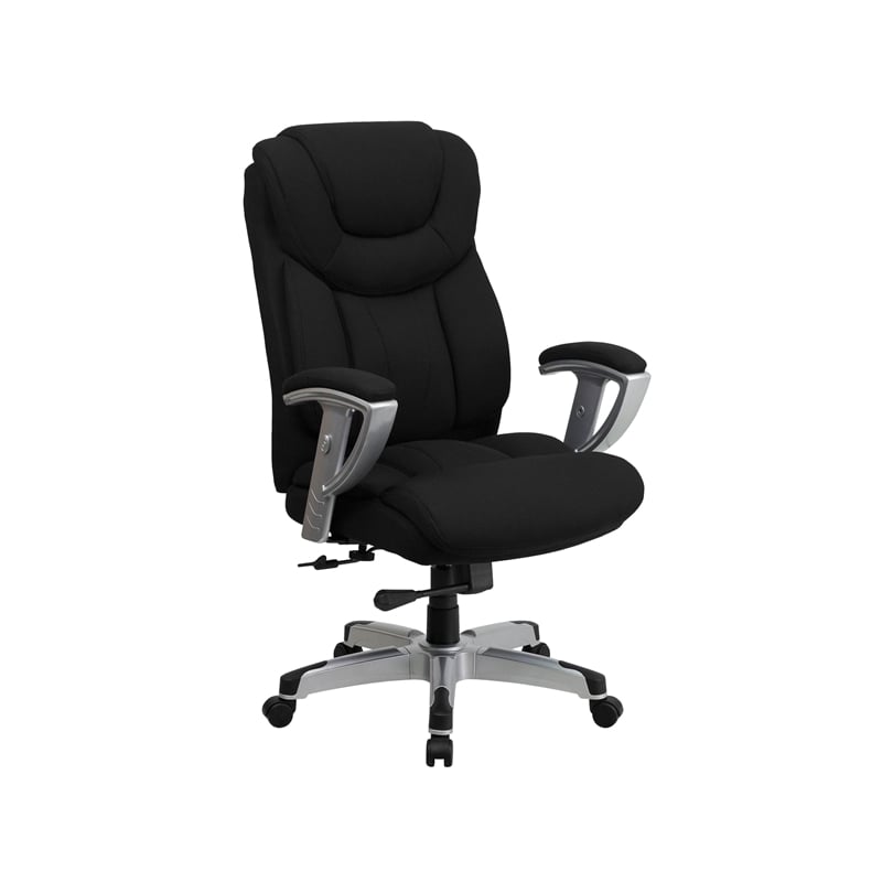 Pemberly Row Contemporary Fabric Tall Office Chair with Arms in Black