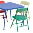 Pemberly Row 5-Piece Metal Kids Folding Table and Chair Set in Multi-Color