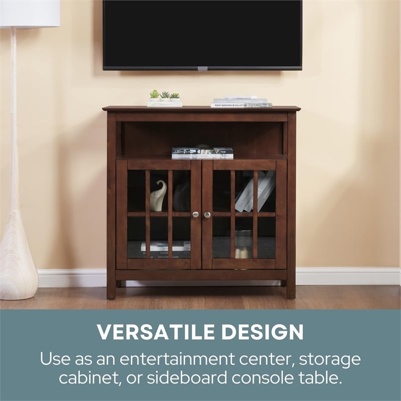 Pemberly Row Traditional Wood High Boy TV Stand for TVs up to 36