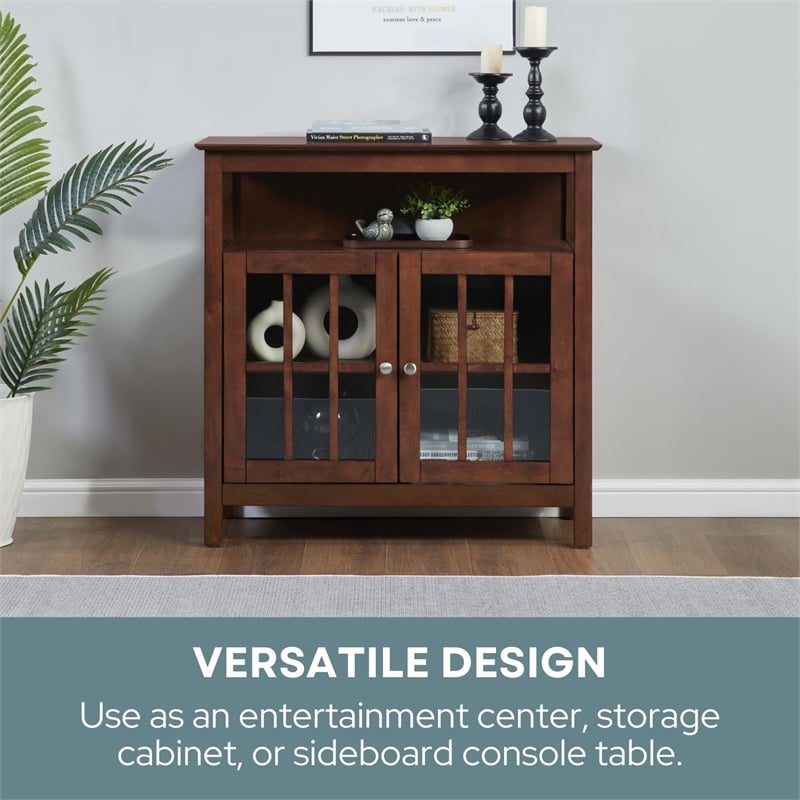 Pemberly Row Traditional Wood High Boy TV Stand for TVs up to 36