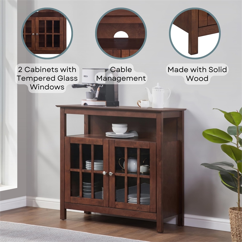 Pemberly Row Traditional Wood High Boy TV Stand for TVs up to 36