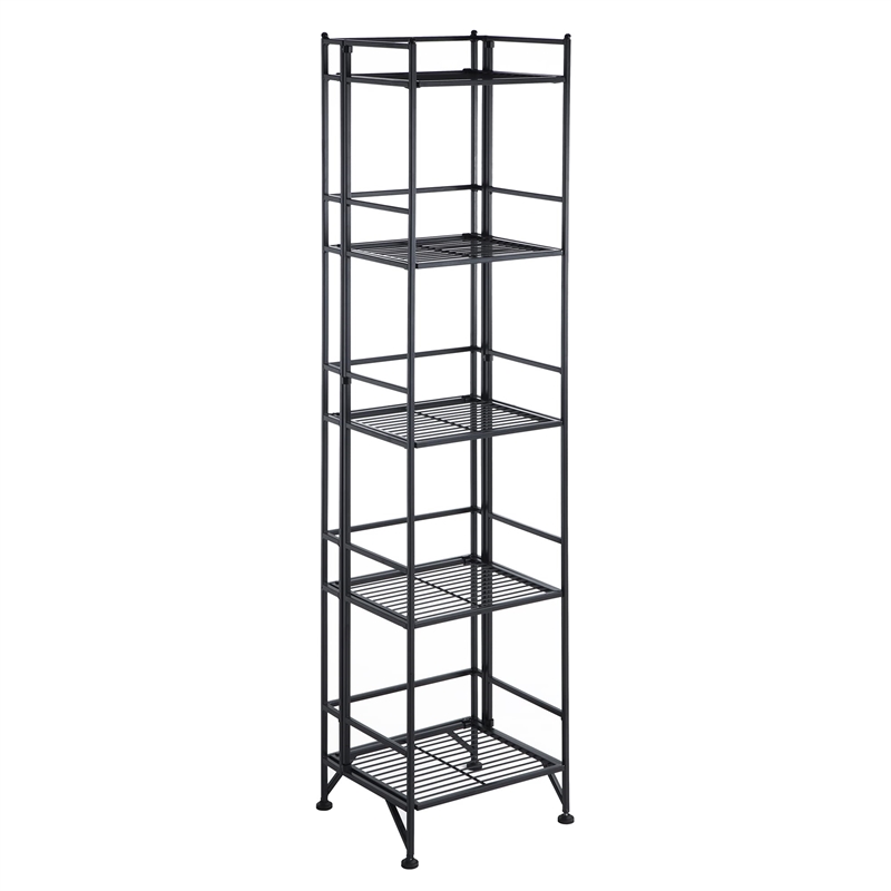 Pemberly Row 5 Tier Folding Metal Shelf - Black