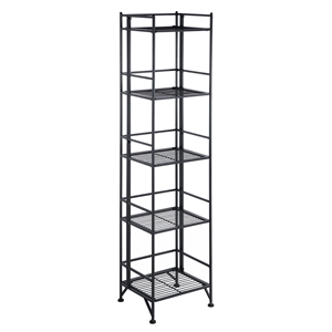 Pemberly Row 5 Tier Folding Metal Shelf - Black