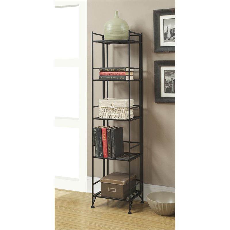 Pemberly Row 5 Tier Folding Metal Shelf - Black