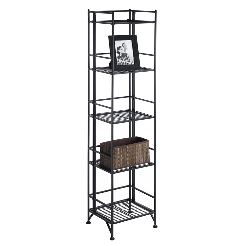 Pemberly Row 5 Tier Folding Metal Shelf - Black