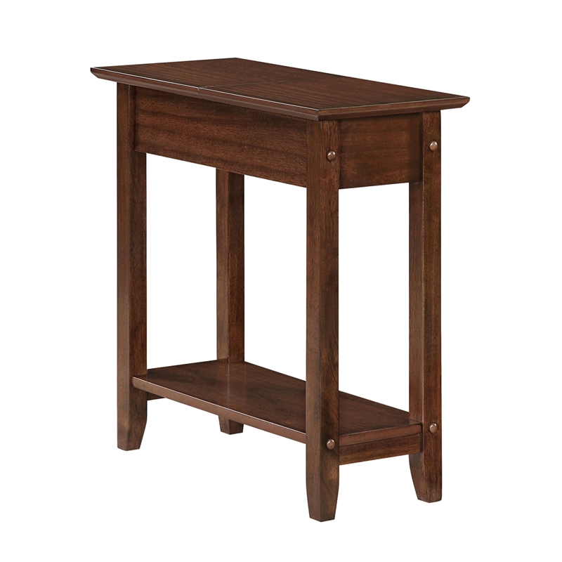 Pemberly Row Contemporary Wood Flip Top End Table in Espresso