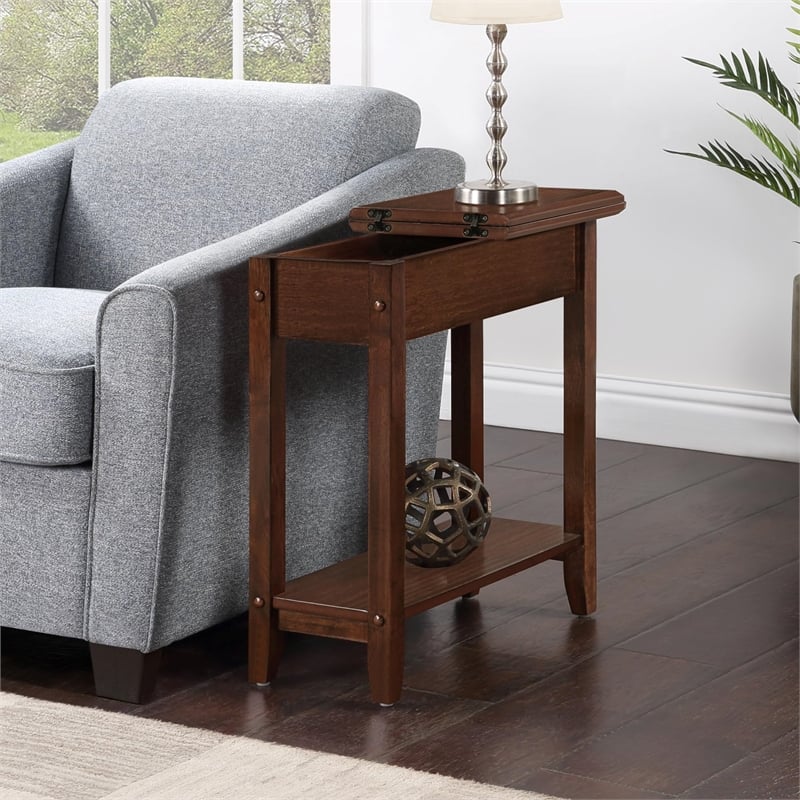 Pemberly Row Contemporary Wood Flip Top End Table in Espresso