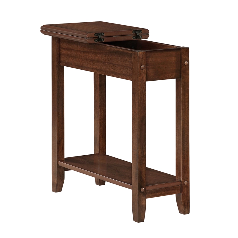 Pemberly Row Contemporary Wood Flip Top End Table in Espresso