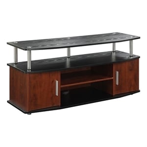 Pemberly Row Modern Wood TV Stand for TVs up to 48&quot in Cherry/Black