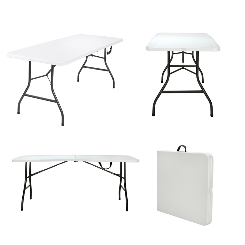 Pemberly Row 6' Metal Center Folding Table in White Finish