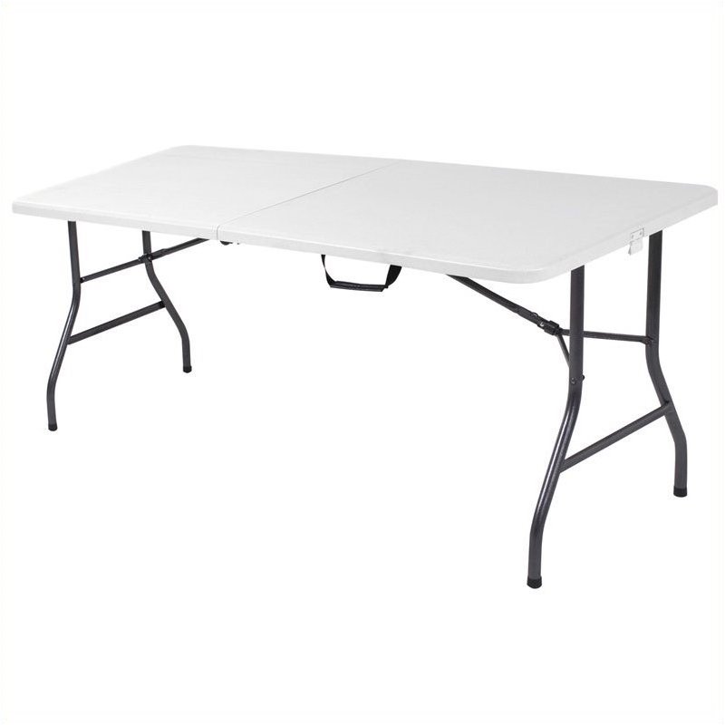 Pemberly Row 6' Metal Center Folding Table in White