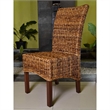 Pemberly Row Coastal Wicker / Rattan Dining Chair in Brown (Set of 2)