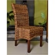 Pemberly Row Coastal Wicker / Rattan Dining Chair in Brown (Set of 2)
