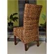 Pemberly Row Coastal Wicker / Rattan Dining Chair in Brown (Set of 2)