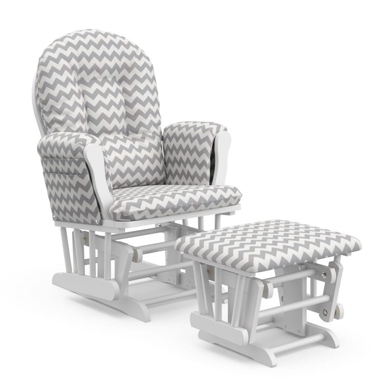 Pemberly Row WhiteSlate Hoop Glider with Ottoman in Gray Swirl