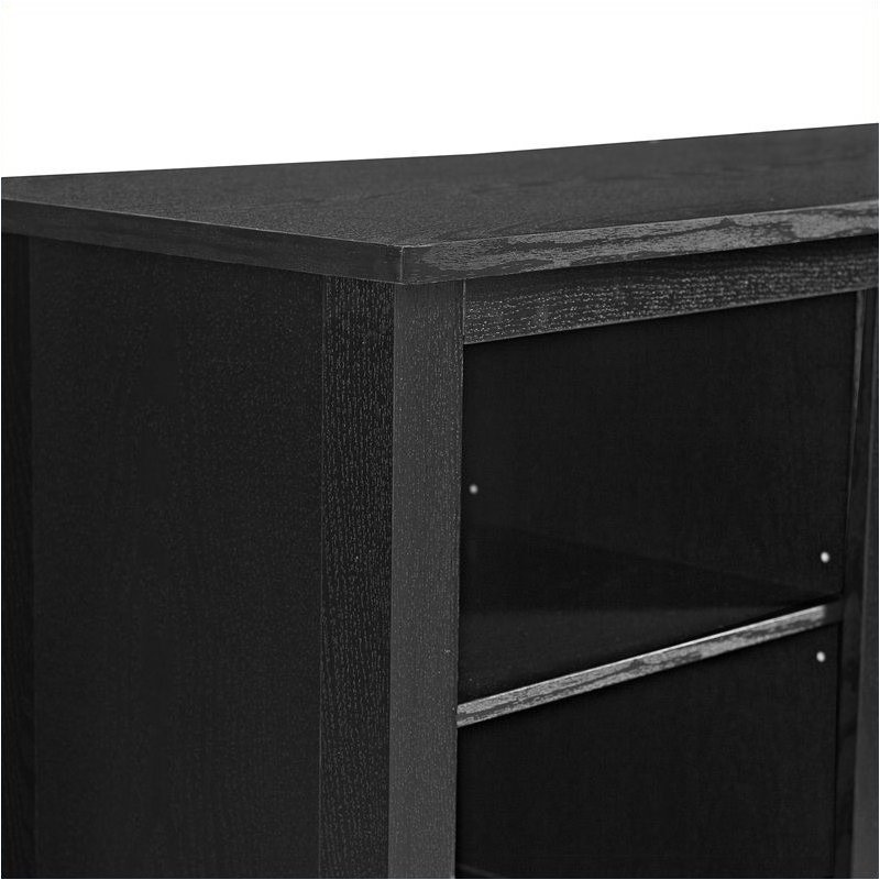 Pemberly Row 58 Wood TV Stand with Fireplace in Black
