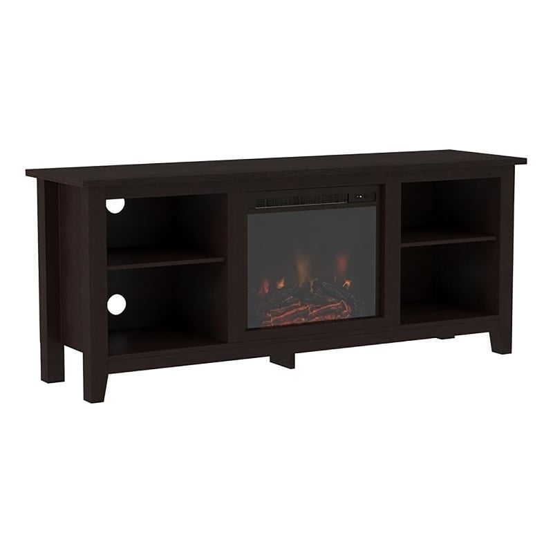 Pemberly Row Modern Wood TV Stand with Fireplace for TVs up to 58