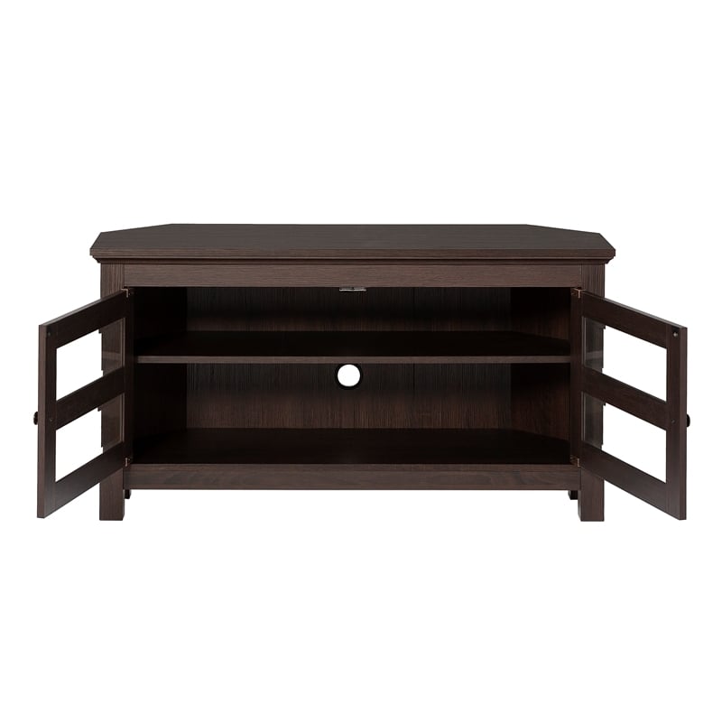 Pemberly Row Transitional Wood Corner TV Stand for TVs up to 44