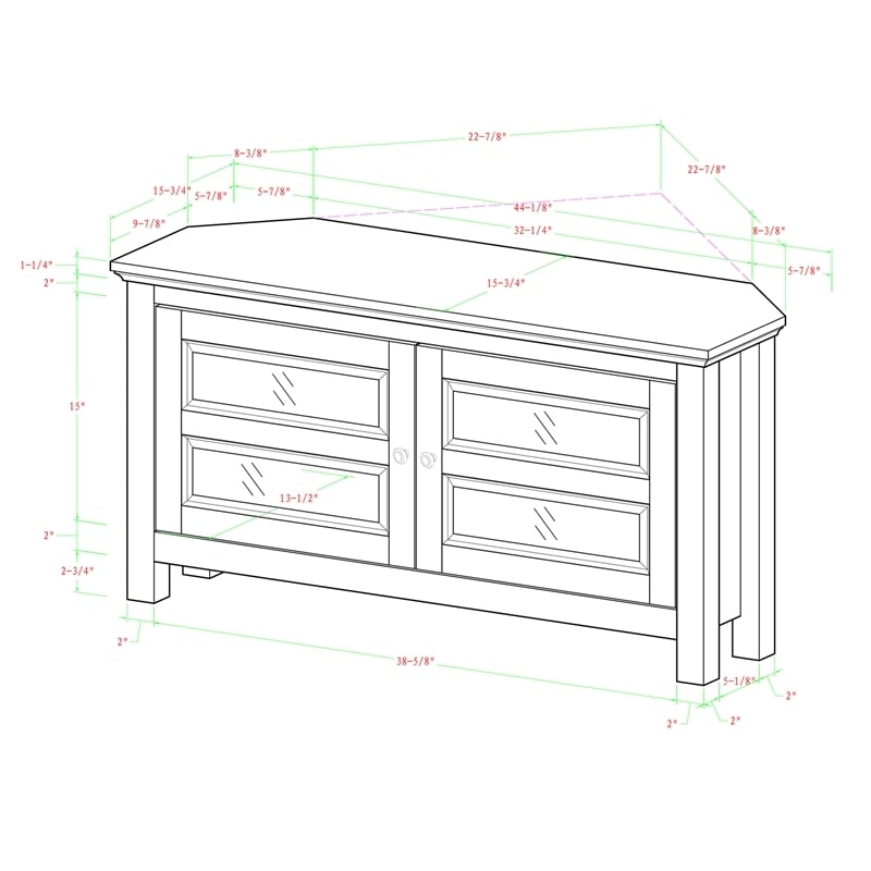 Pemberly Row Transitional Wood Corner TV Stand for TVs up to 44