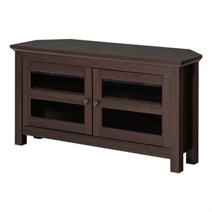 Pemberly Row Transitional Wood Corner TV Stand for TVs up to 44&quot in Espresso
