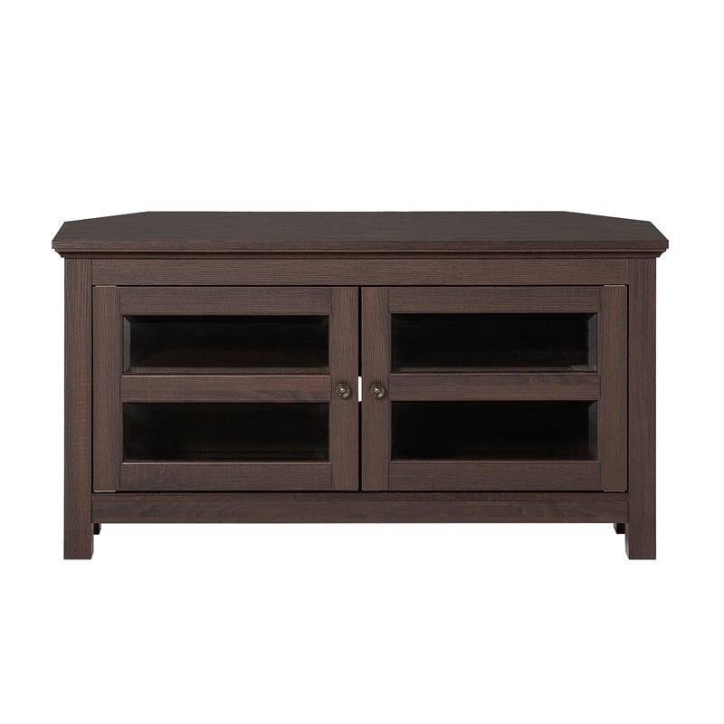 Pemberly Row Transitional Wood Corner TV Stand for TVs up to 44