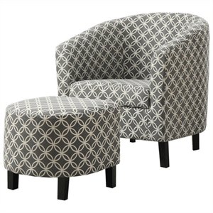 pemberly row   accent chair and ottoman in gray and white