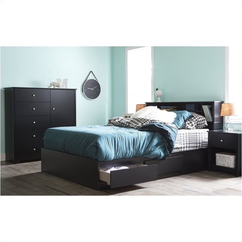 Pemberly Row Door Chest with 5 Drawers in Pure Black