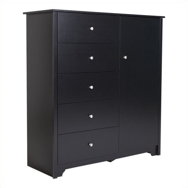 Pemberly Row Door Chest with 5 Drawers in Pure Black
