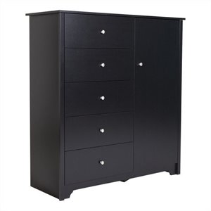 Pemberly Row Door Chest with 5 Drawers in Pure Black