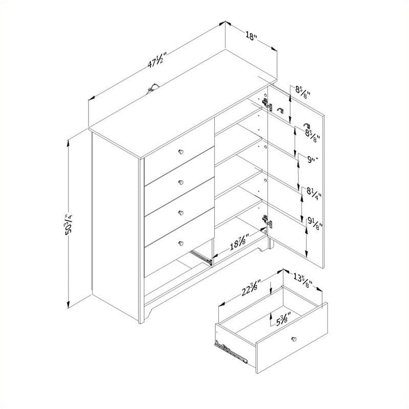 Pemberly Row Door Chest with 5 Drawers in Pure Black