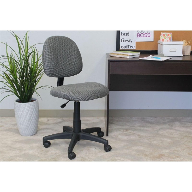 Pemberly Row Fabric/Nylon Adjustable Posture Office Chair in Gray