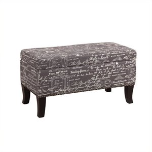 pemberly row ottoman in grey linen with script
