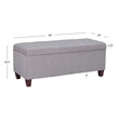 Pemberly Row Transitional Microfiber Shoe Storage Ottoman in Gray