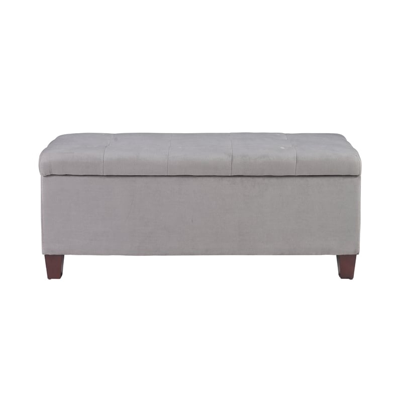 Pemberly Row Transitional Microfiber Shoe Storage Ottoman in Gray