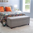 Pemberly Row Transitional Microfiber Shoe Storage Ottoman in Gray