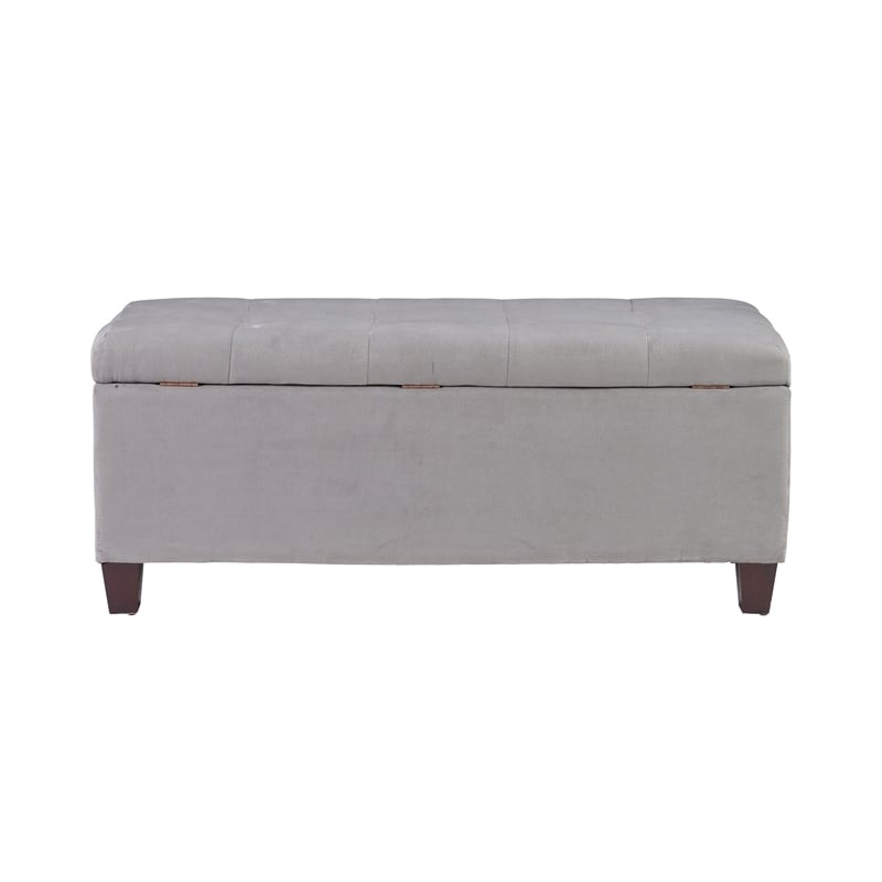 Pemberly Row Transitional Microfiber Shoe Storage Ottoman in Gray