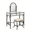 Pemberley Row Metal Dark Vanity Set Rectangular Glass Top Linen Upholstered 31.8