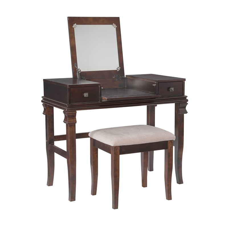 Pemberley Row Walnut Vanity Set Rectangular Flip Top 36