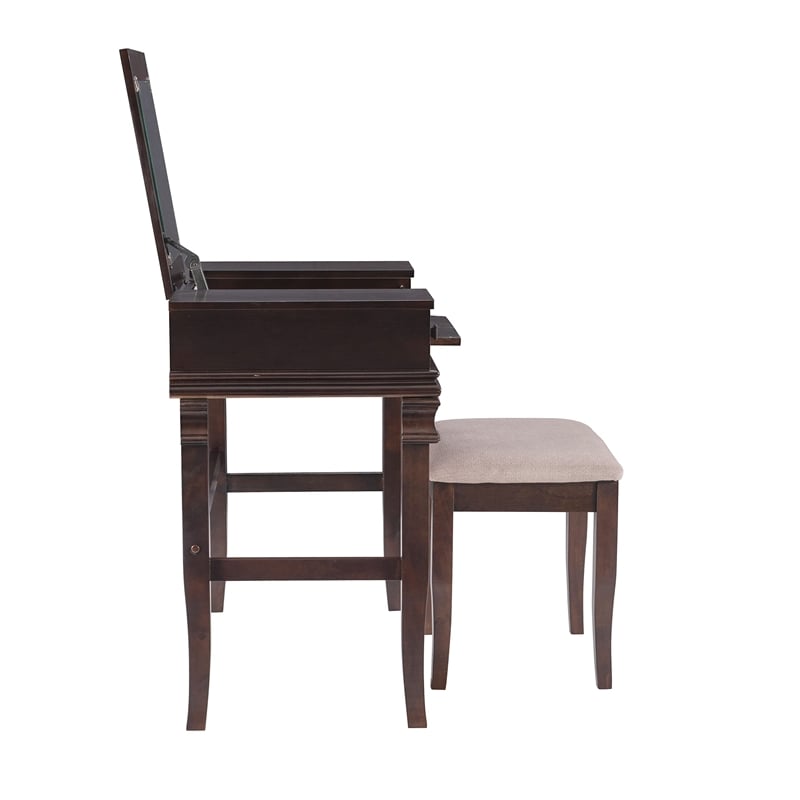 Pemberley Row Walnut Vanity Set Rectangular Flip Top 36