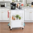 Pemberly Row Transitional Wood/Granite Top Kitchen Cart in Bright White