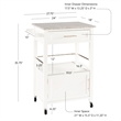 Pemberly Row Transitional Wood/Granite Top Kitchen Cart in Bright White