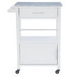 Pemberly Row Transitional Wood/Granite Top Kitchen Cart in Bright White