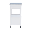 Pemberly Row Transitional Wood/Granite Top Kitchen Cart in Bright White