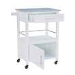 Pemberly Row Transitional Wood/Granite Top Kitchen Cart in Bright White